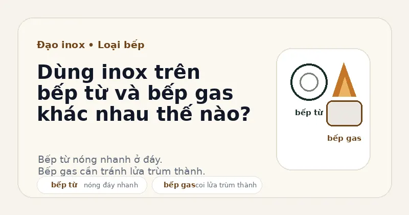 Dùng inox trên bếp từ và bếp gas khác nhau thế nào