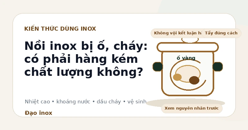 Nồi inox bị ố vàng, cháy đáy có phải hàng kém chất lượng không